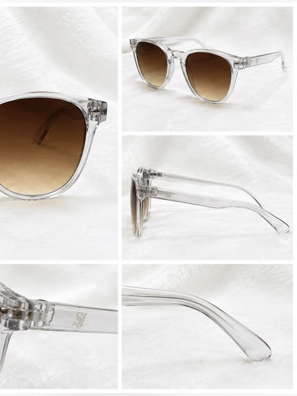 Clear Frame Sunglasses with Brown Gradient Lenses